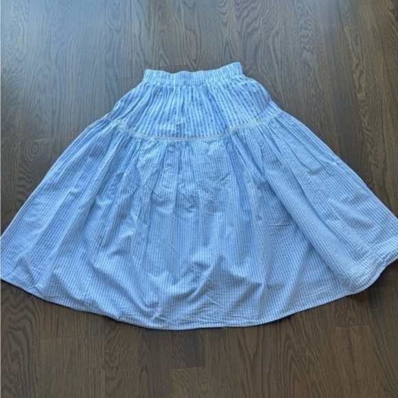 Like Love Shack Fancy Stefana Skirt medium Women’s Blue White Stripe MSRP $200 H - Picture 1 of 8